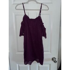 Burgundy off shoulders Lace mini dress size XS